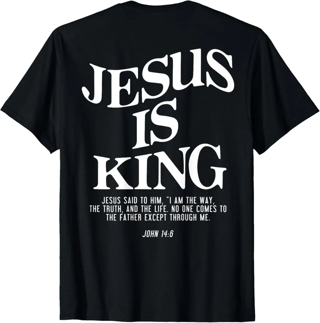 Christian Jesus Is King Design Crown T-Shirt Street Casual Couple Clothes T Shirts for Men Camisetas Streetwear