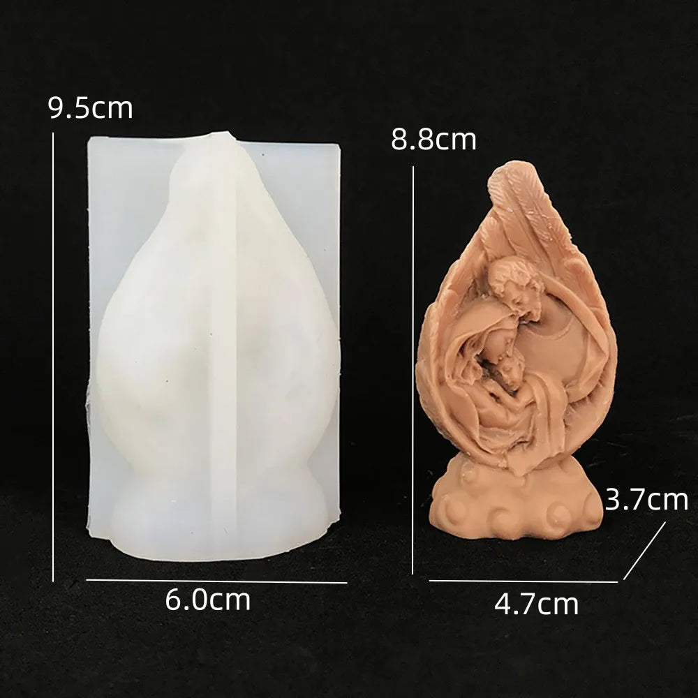 Catholic Holy Family Candle Mold Jesus Virgin Mary Figurine Silicone Mould Handmade 3D Gift Christmas Home Decoration DIY Molds