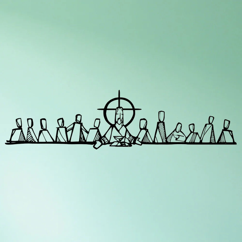Christian Home Decor Metal Wall Art - Inspirational Last Supper Black Silhouette Living Room Hanging Artwork