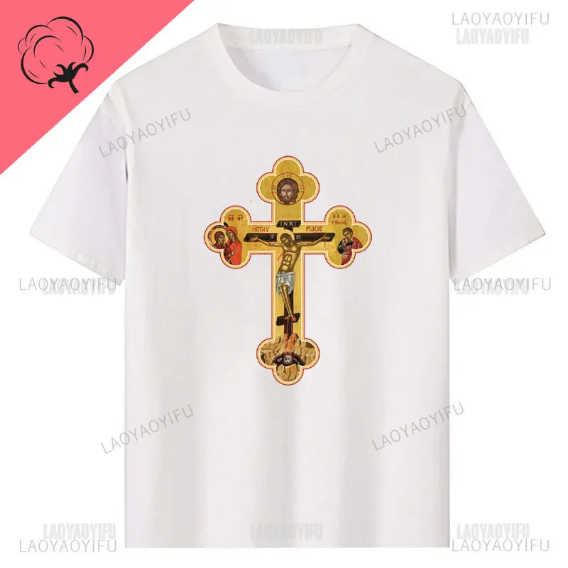 Jesus Christ Pantocrator Icon Sinai Orthodox Christian Man Gift Printed T-Shirt Summer Women Short Sleeve O-Neck Unisex T Shirt