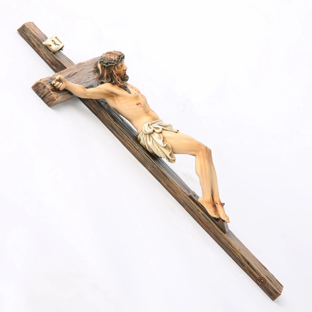 Inspiring Jesus Christ Home Decor, Catholic Cross Wall Art, 9.65 Inch High Religious Gift, Renaissance Handmade Sculpture