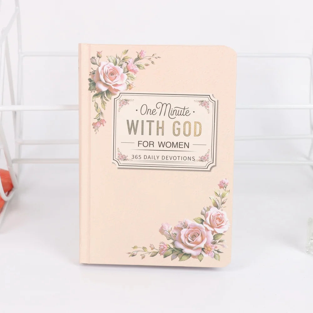Women's Devotional Journal "One Minute with God" | 365 Daily Devotions | Pink Rose Cover | Faith Growth Gift