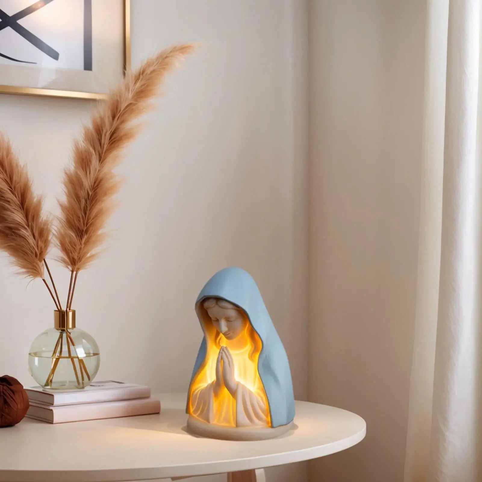 Virgin Mary Night Light LED Religious Table Lamp for Bedroom Prayer Room Nursery Reading Corner Home Decoration Christmas Gift
