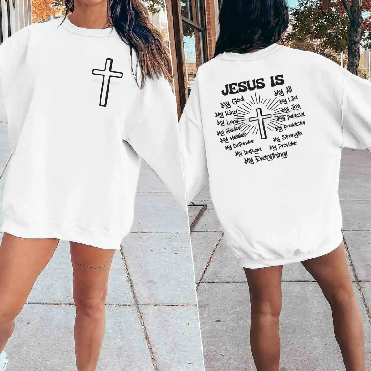Jesus Is My King Men's Women's Clothing Gift for Christian Street Style Sweatshirt Unisex Jesus Religious Believe Sweater