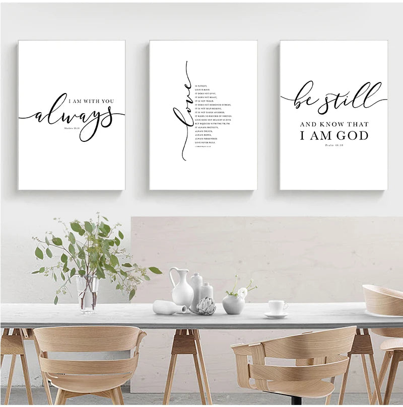 Christian Bible Verse Quote Posters and Prints Black White Wall Pictures Scripture Christ Wall Art Canvas Painting Home Decor