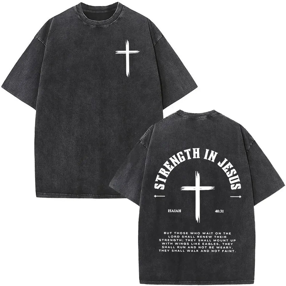 Christian Jesus Forgive Them Father Bible Vintage Washed T-shirts Men's Women Gothic Fashion Oversized T Shirts Tops Streetwear