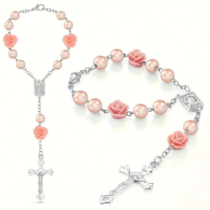 Christian Car Gift,Cross Steering Wheel Prayer Beads Charm,Catholic Prayer Protection Ornament,Interior Decor,Hanging Accessor