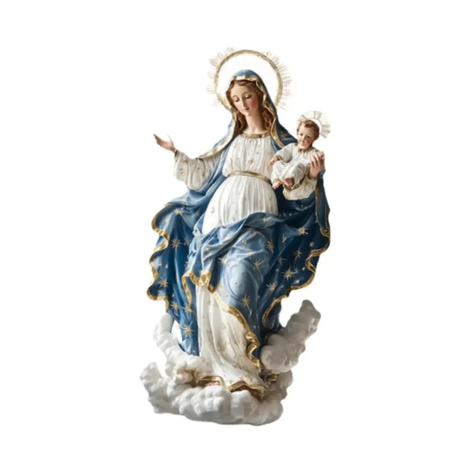 EeChristmas Decor Virgin Mary Statue With Infant Jesus Desktop Nativity Display
