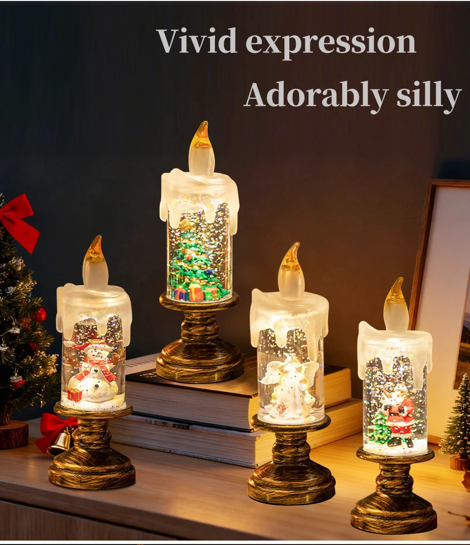 Creative Flameless LED Candle Light Christmas Room Decoration Candle Light Gift Battery Powered Candlestick Lamp Ornaments Light