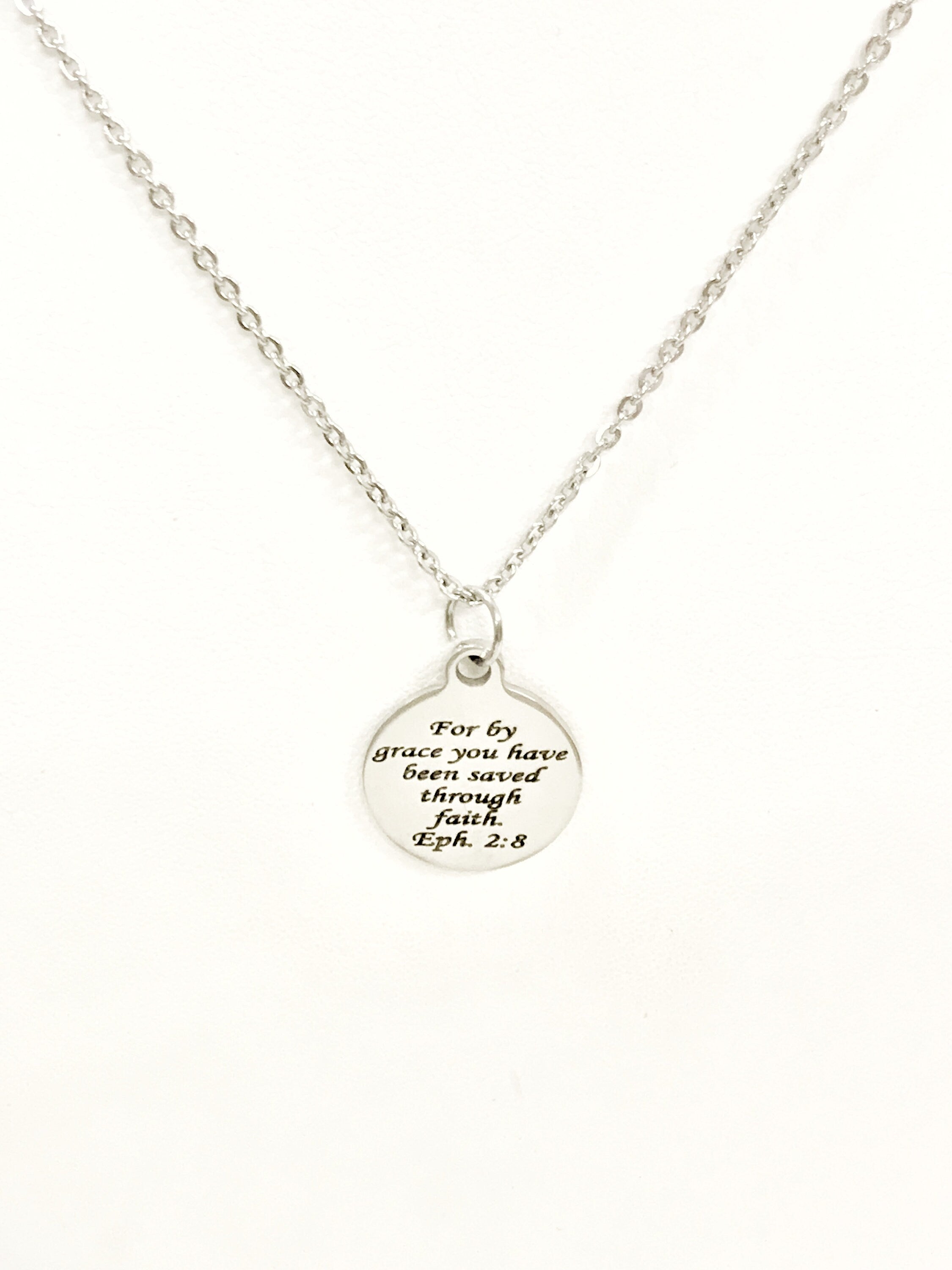 Christian Jewelry, Christian Gifts, Christian Necklace, Bible Verse Jewelry, Saved By Grace Through Faith Jewelry Necklace, Bible Verse Gift