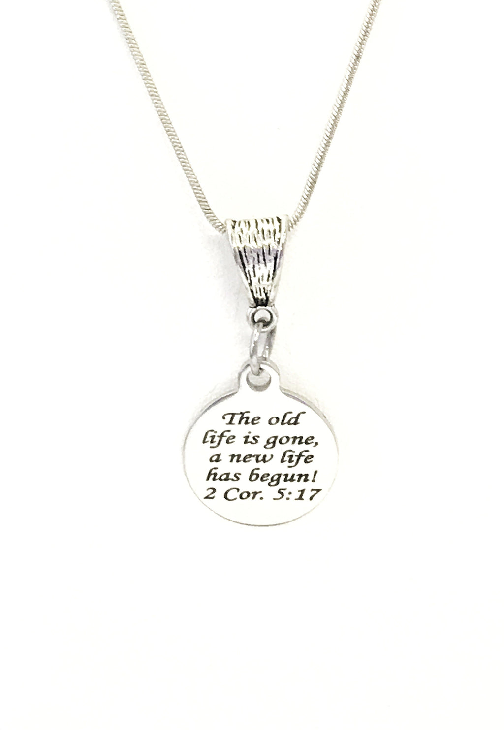 Christian Necklace, The Old Life Is Gone A New Life Has Begun, Christian Jewelry, Christian Gifts, Bible Verse Necklace, Baptism Necklace
