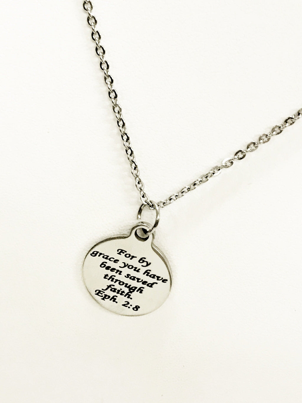 Christian Jewelry, Christian Gifts, Christian Necklace, Bible Verse Jewelry, Saved By Grace Through Faith Jewelry Necklace, Bible Verse Gift