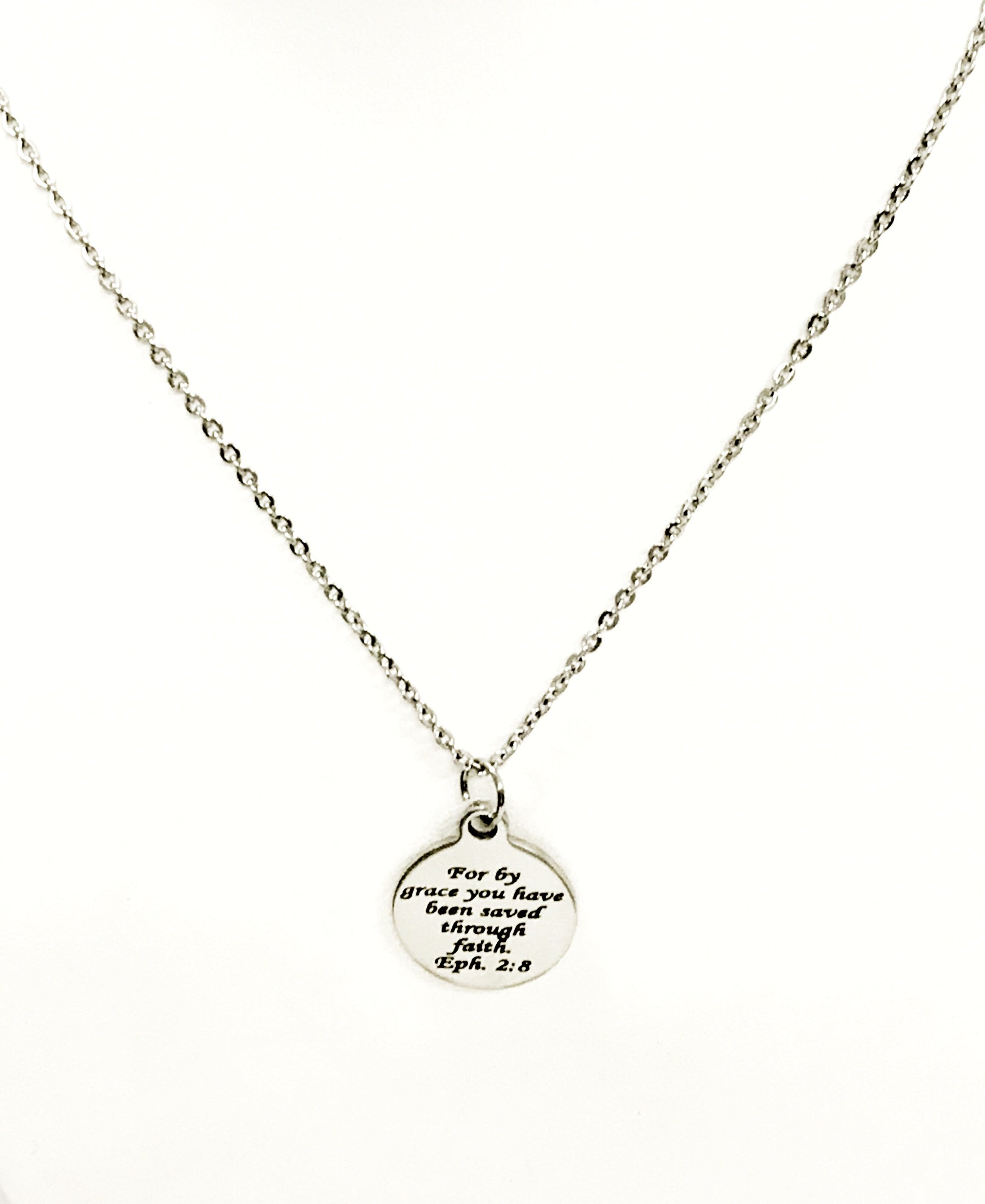 Christian Jewelry, Christian Gifts, Christian Necklace, Bible Verse Jewelry, Saved By Grace Through Faith Jewelry Necklace, Bible Verse Gift