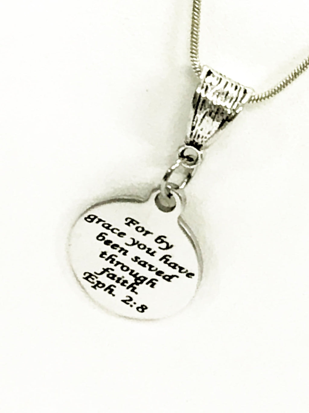 Christian Jewelry, Christian Gift, Christian Necklace, Saved By Grace Through Faith Necklace, Eph 2 8 Scripture Jewelry, Bible Verse Jewelry