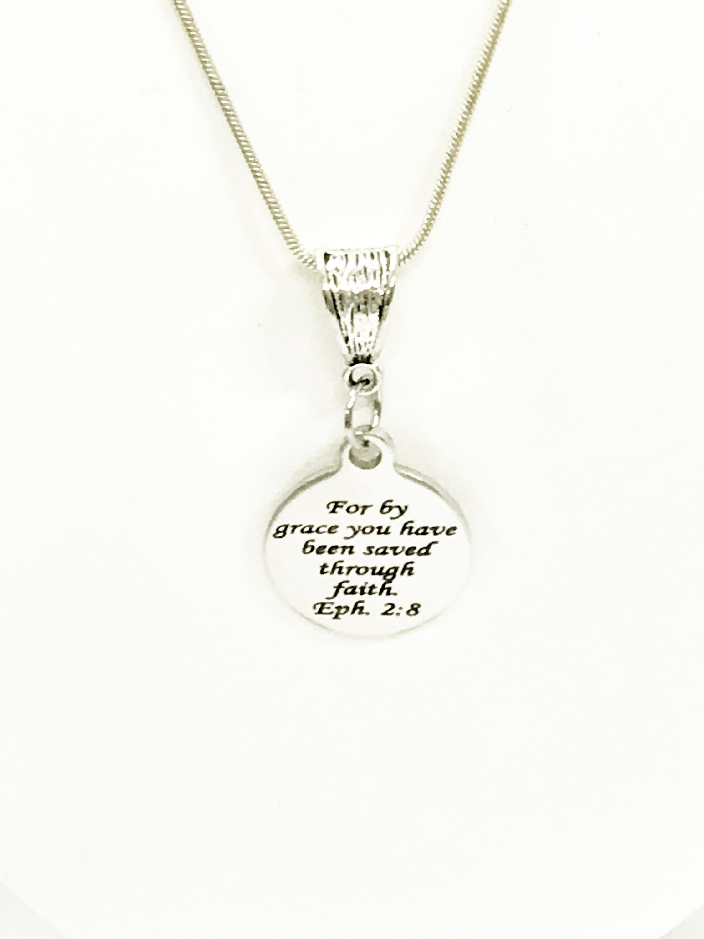 Christian Jewelry, Christian Gift, Christian Necklace, Saved By Grace Through Faith Necklace, Eph 2 8 Scripture Jewelry, Bible Verse Jewelry