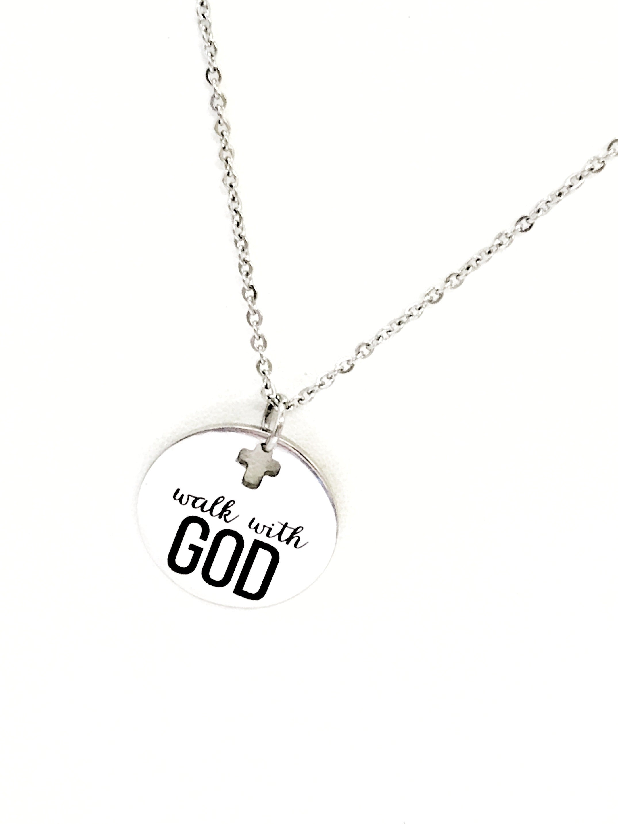Christian Jewelry, Walk With God Necklace, Christian Necklace, Walk With God Jewelry, Christian Gifts, Cross Pendant, Pendant Necklace Gift
