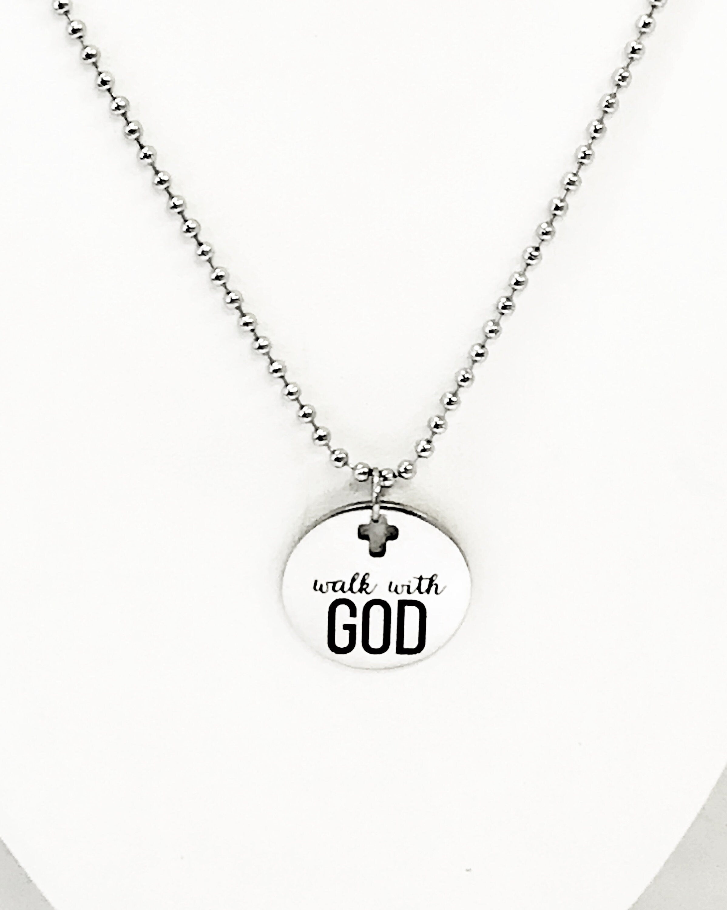 Christian Necklace, Necklace For Him, Walk With God Necklace, Christian Gift, Christian Jewelry, Scripture Gift, Religious Gift For Him