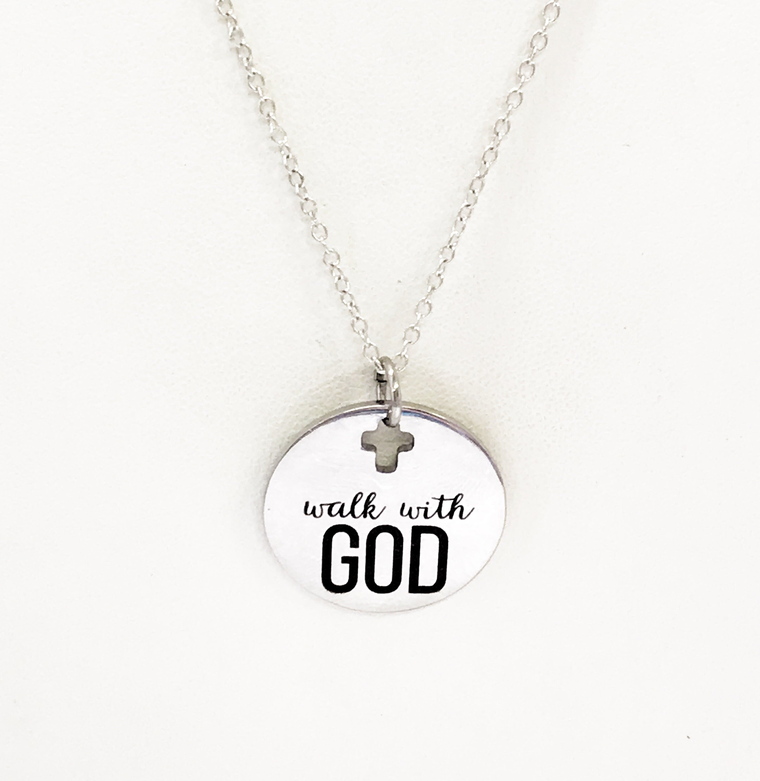 Christian Jewelry, Walk With God Necklace, Christian Necklace, Scripture Jewelry, Christian Gift, Religious Jewelry, Cross Pendant Necklace
