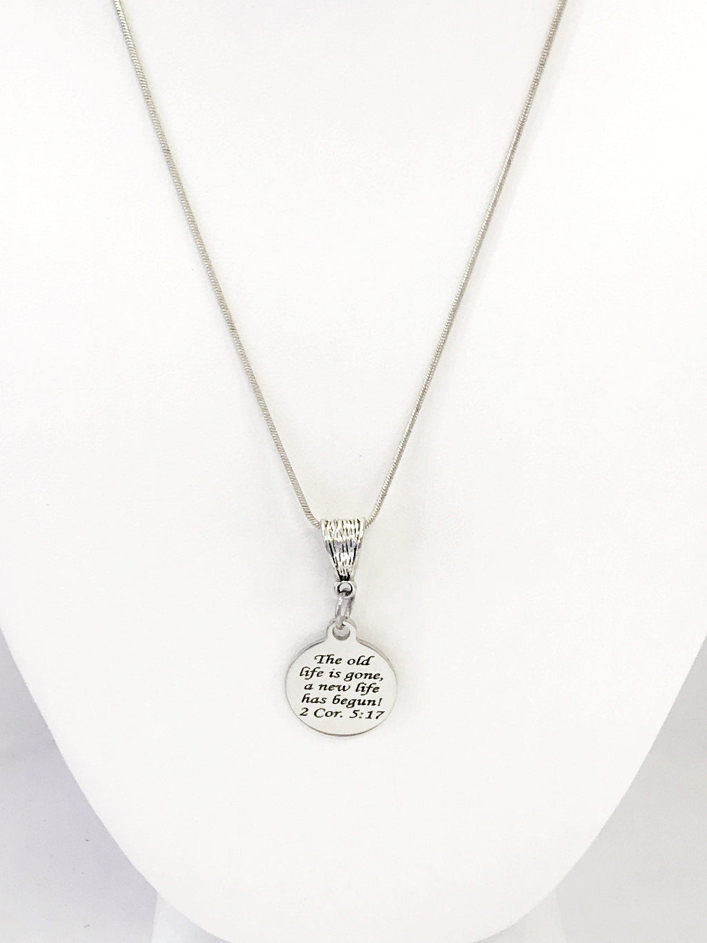 Christian Necklace, The Old Life Is Gone A New Life Has Begun, Christian Jewelry, Christian Gifts, Bible Verse Necklace, Baptism Necklace