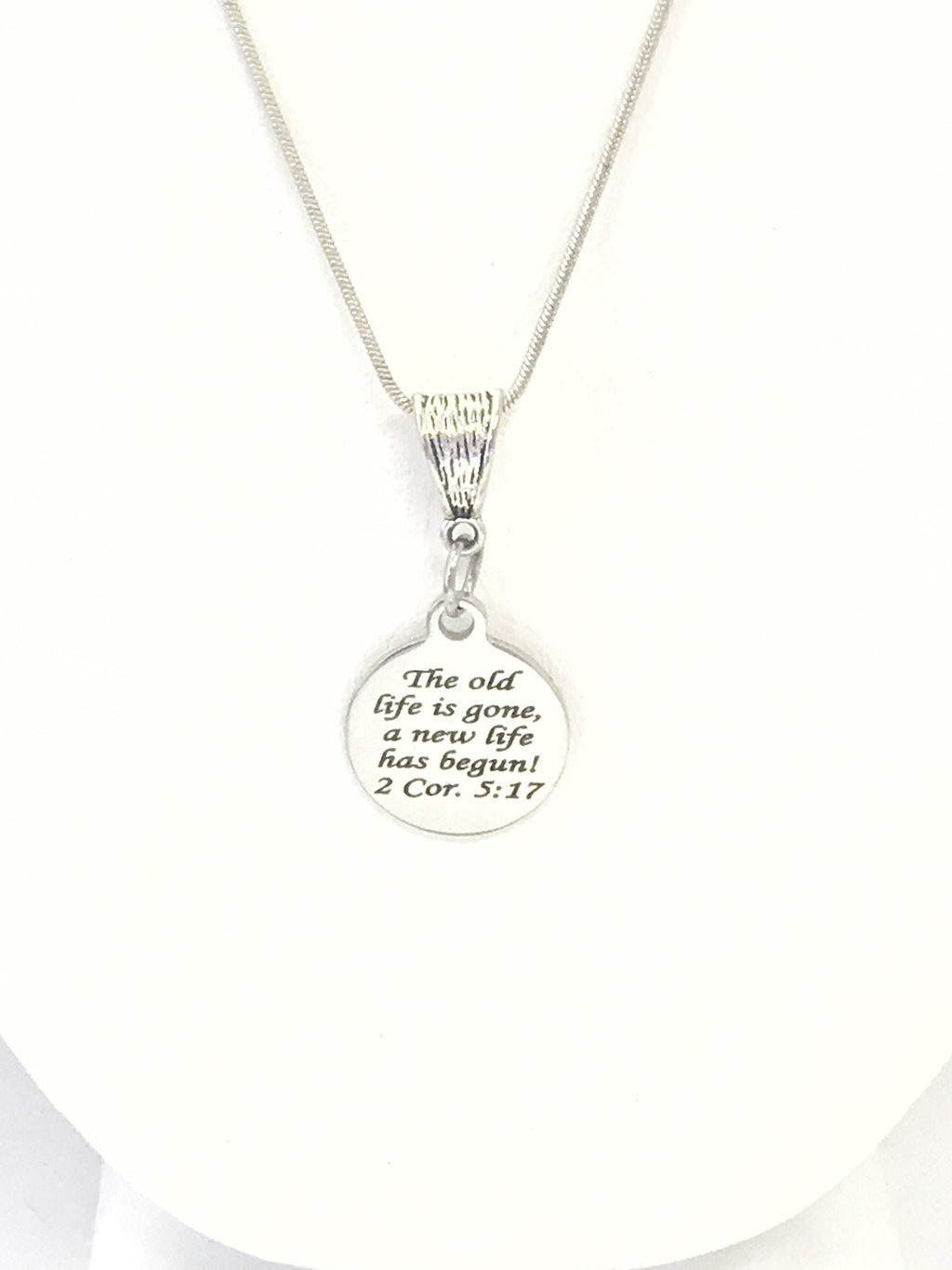 Christian Necklace, The Old Life Is Gone A New Life Has Begun, Christian Jewelry, Christian Gifts, Bible Verse Necklace, Baptism Necklace