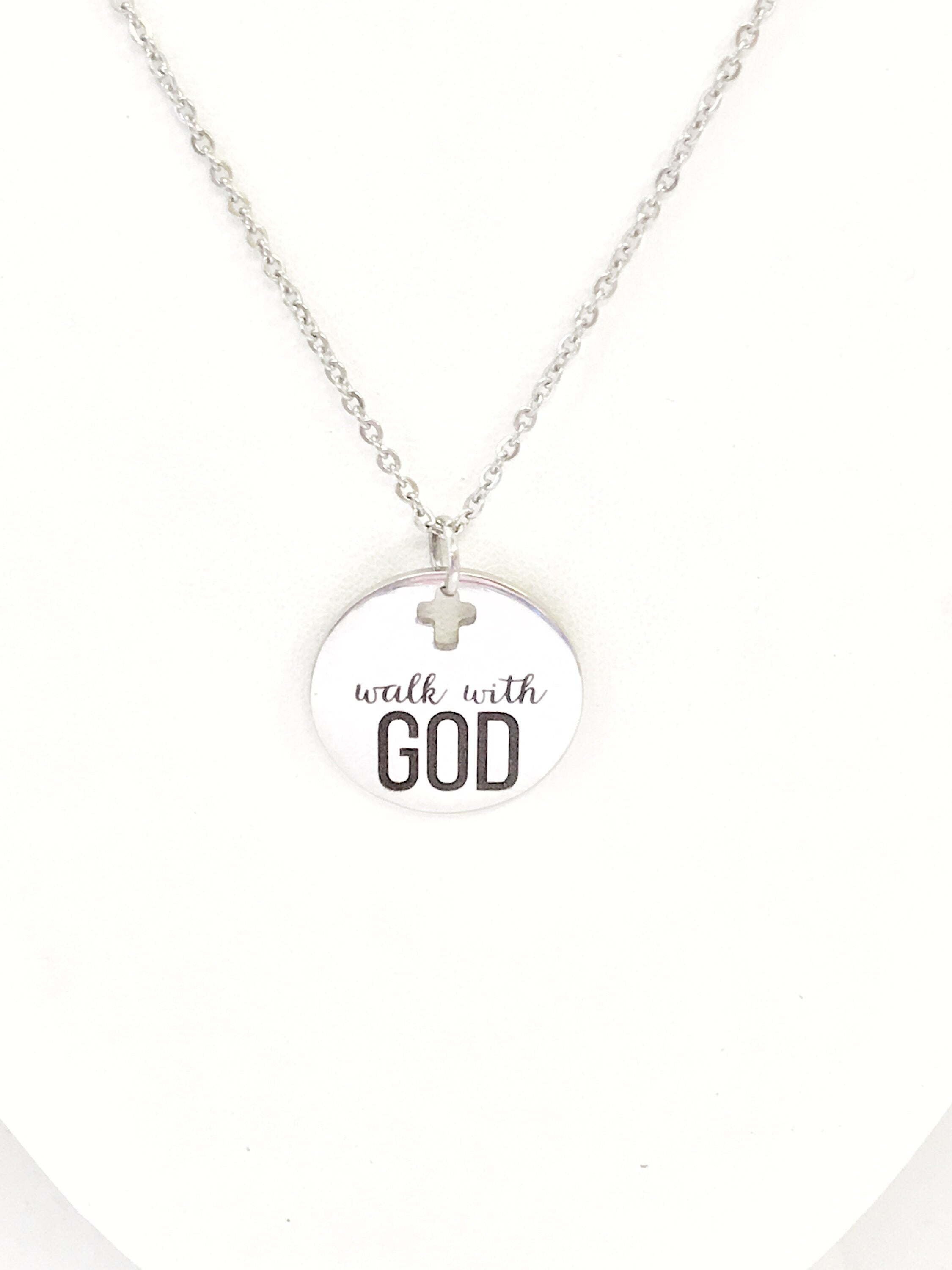 Christian Jewelry, Walk With God Necklace, Christian Necklace, Walk With God Jewelry, Christian Gifts, Cross Pendant, Pendant Necklace Gift