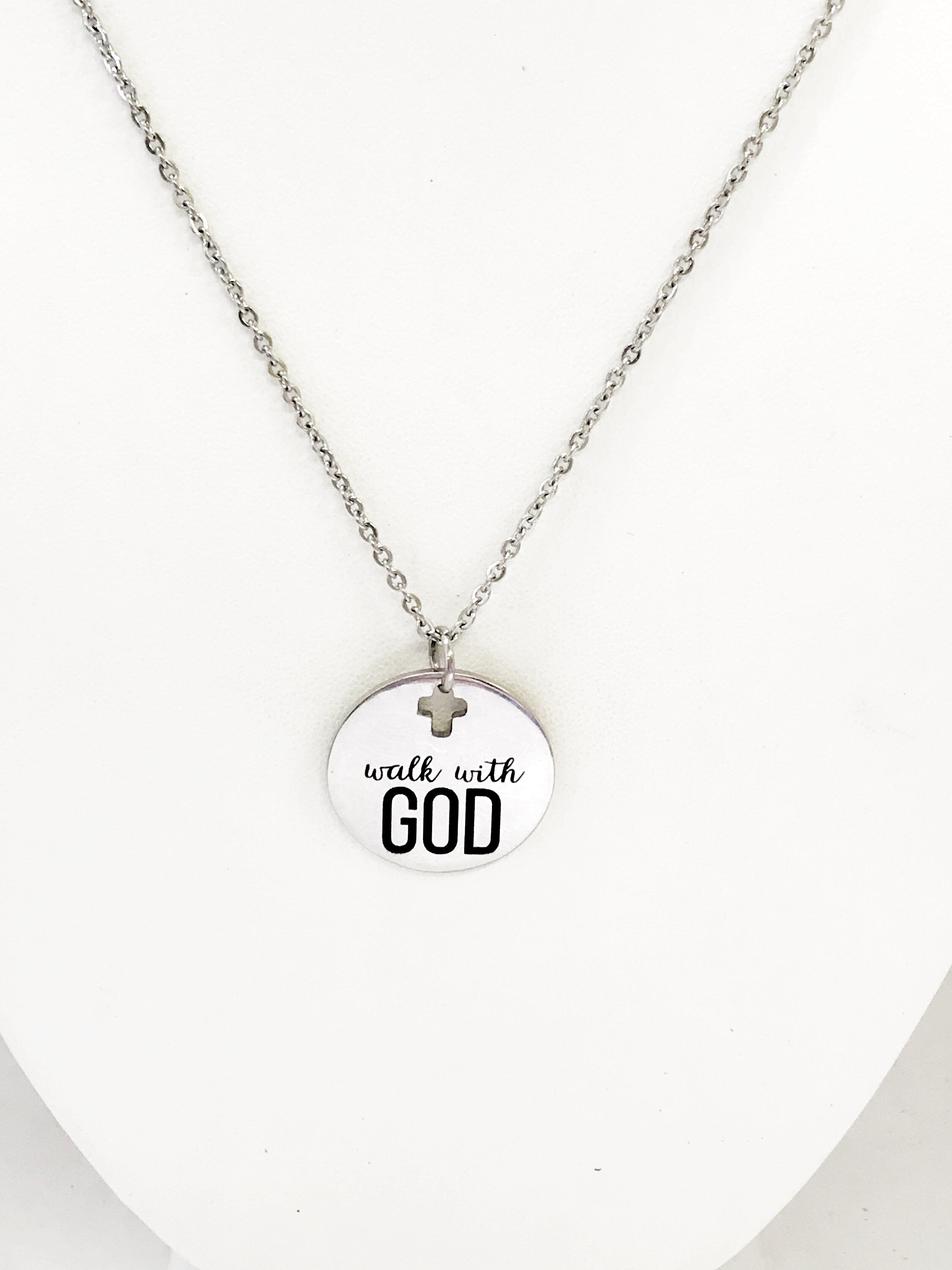 Christian Jewelry, Walk With God Necklace, Christian Necklace, Walk With God Jewelry, Christian Gifts, Cross Pendant, Pendant Necklace Gift