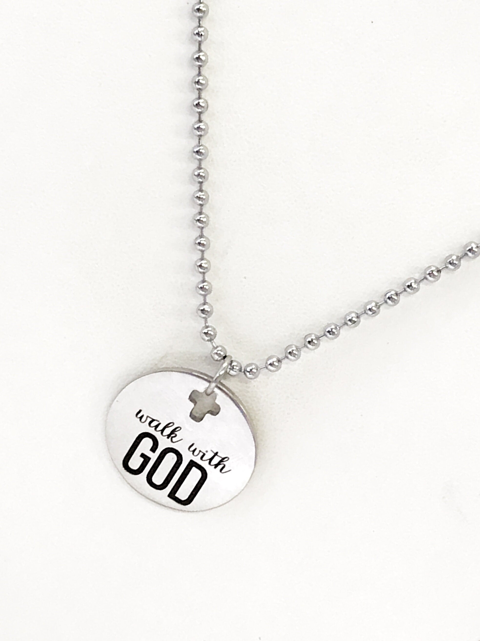 Christian Necklace, Necklace For Him, Walk With God Necklace, Christian Gift, Christian Jewelry, Scripture Gift, Religious Gift For Him