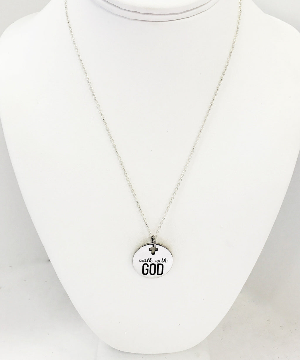 Christian Jewelry, Walk With God Necklace, Christian Necklace, Scripture Jewelry, Christian Gift, Religious Jewelry, Cross Pendant Necklace