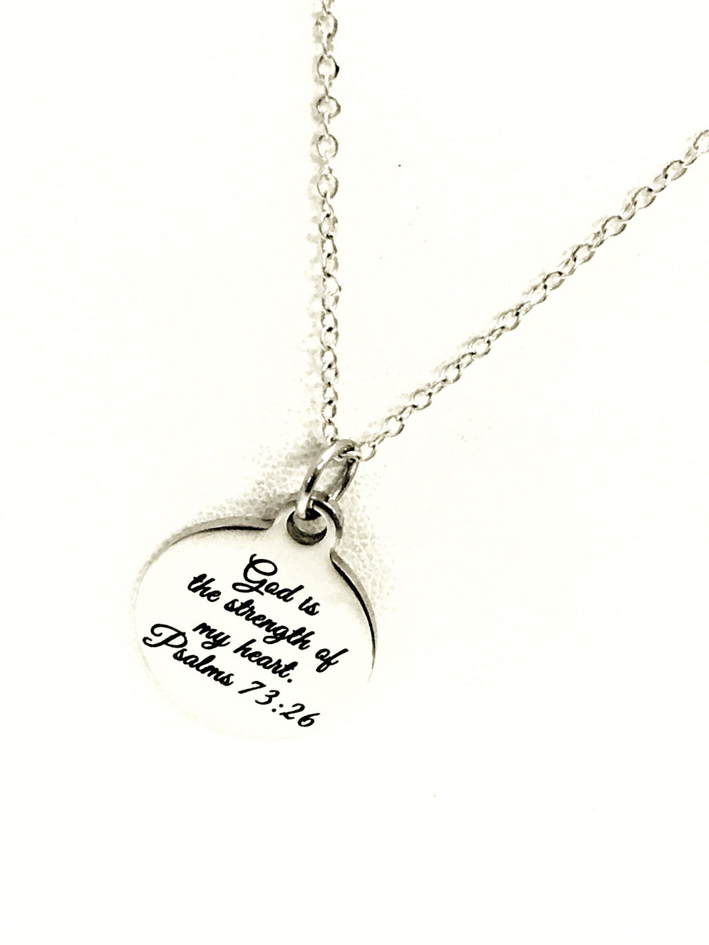Christian Jewelry, God Is The Strength Of My Heart Necklace, Scripture Jewelry, Christian Gift, Bible Verse Jewelry, Christian Necklace Gift