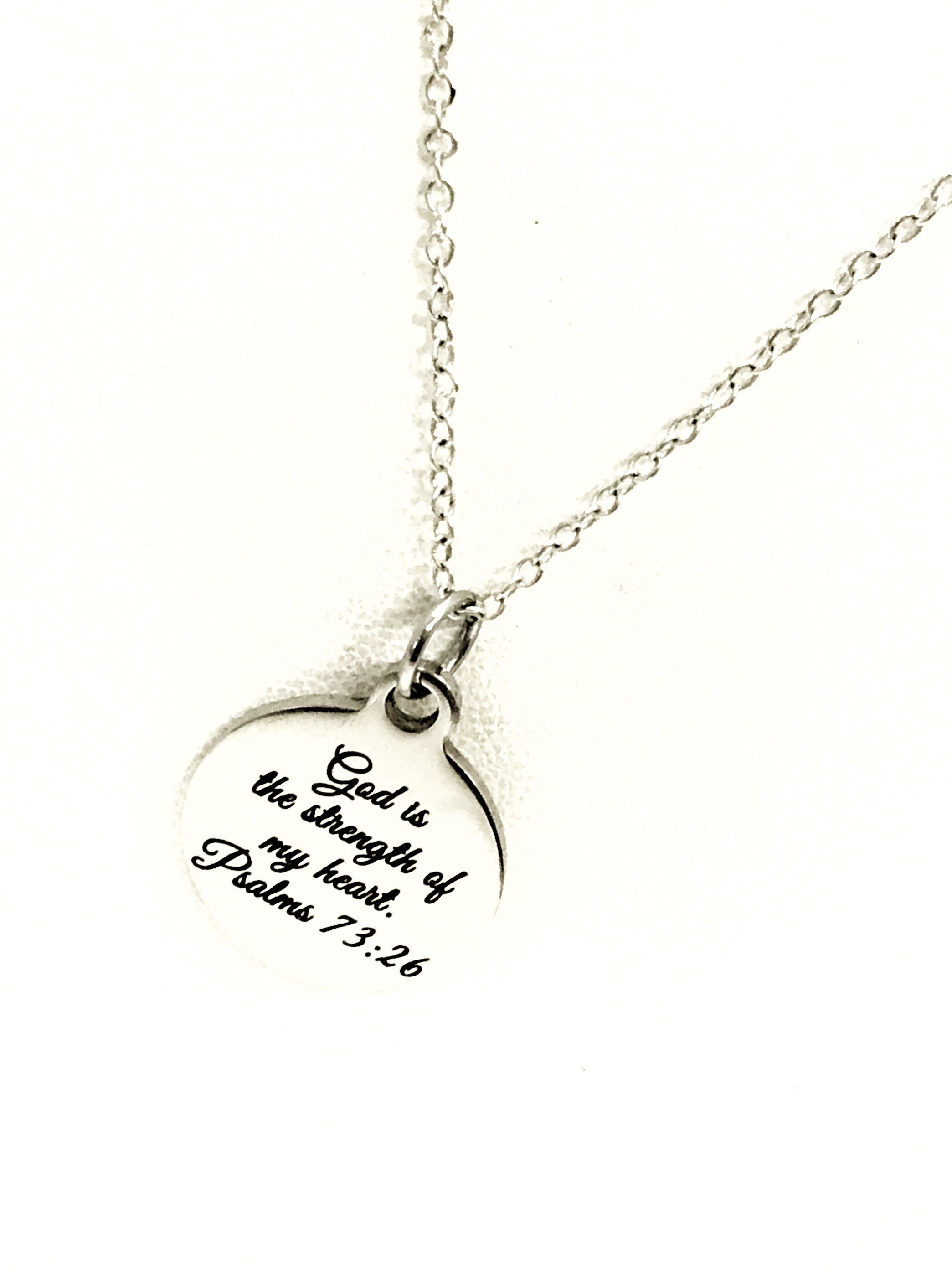 Christian Jewelry, God Is The Strength Of My Heart Necklace, Scripture Jewelry, Christian Gift, Bible Verse Jewelry, Christian Necklace Gift
