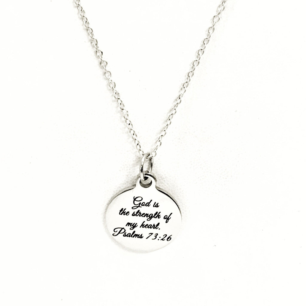Christian Jewelry, God Is The Strength Of My Heart Necklace, Scripture Jewelry, Christian Gift, Bible Verse Jewelry, Christian Necklace Gift