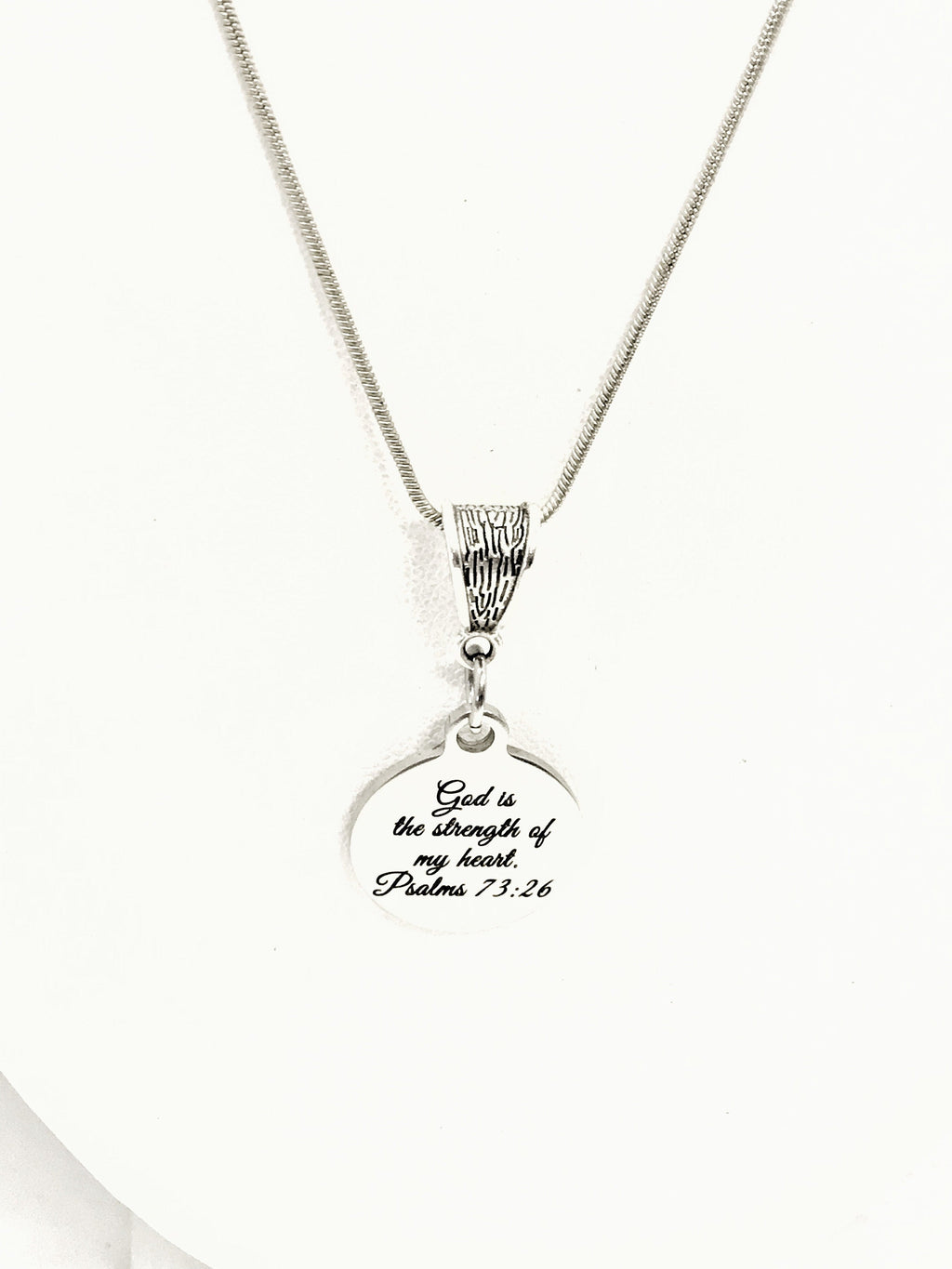 Christian Necklace, God Is The Strength Of My Heart Necklace, Christian Gift, Christian Jewelry, Scripture Necklace, Psalm 73 26 Charm