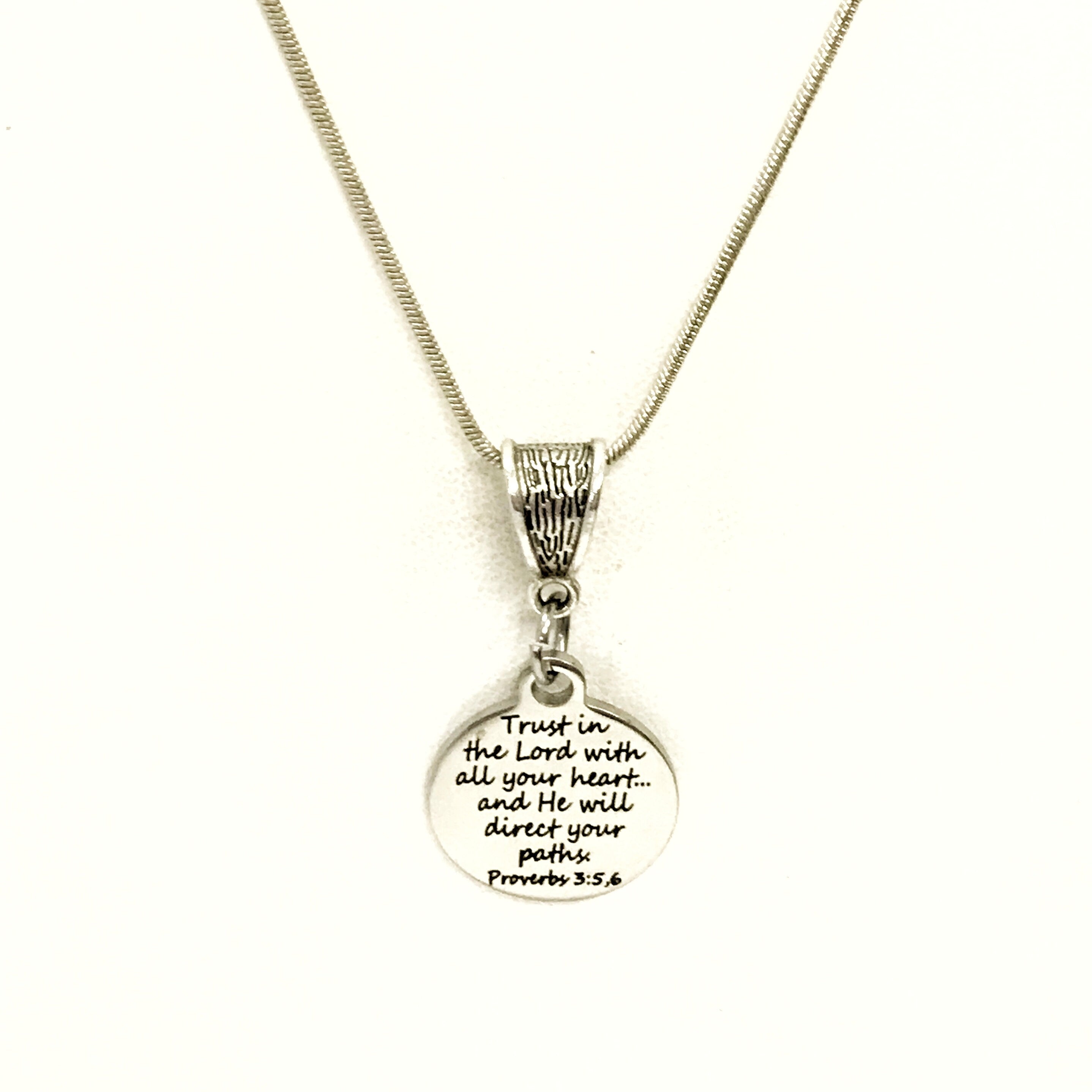 Christian Necklace, Trust In The Lord With All Your Heart Necklace, Christian Gift, Christian Jewelry, Scripture Gift, The Lord Will Direct