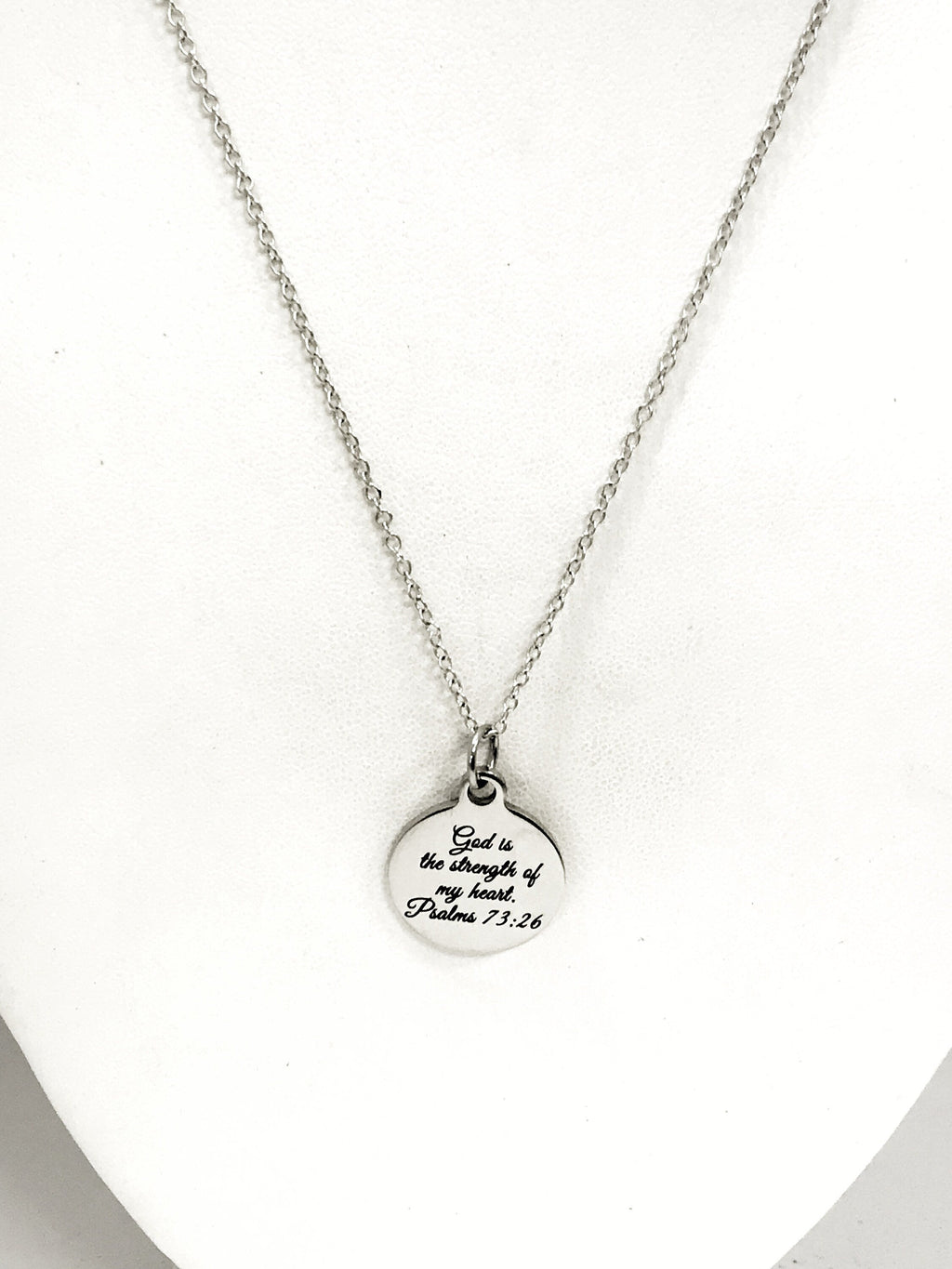 Christian Jewelry, God Is The Strength Of My Heart Necklace, Scripture Jewelry, Christian Gift, Bible Verse Jewelry, Christian Necklace Gift