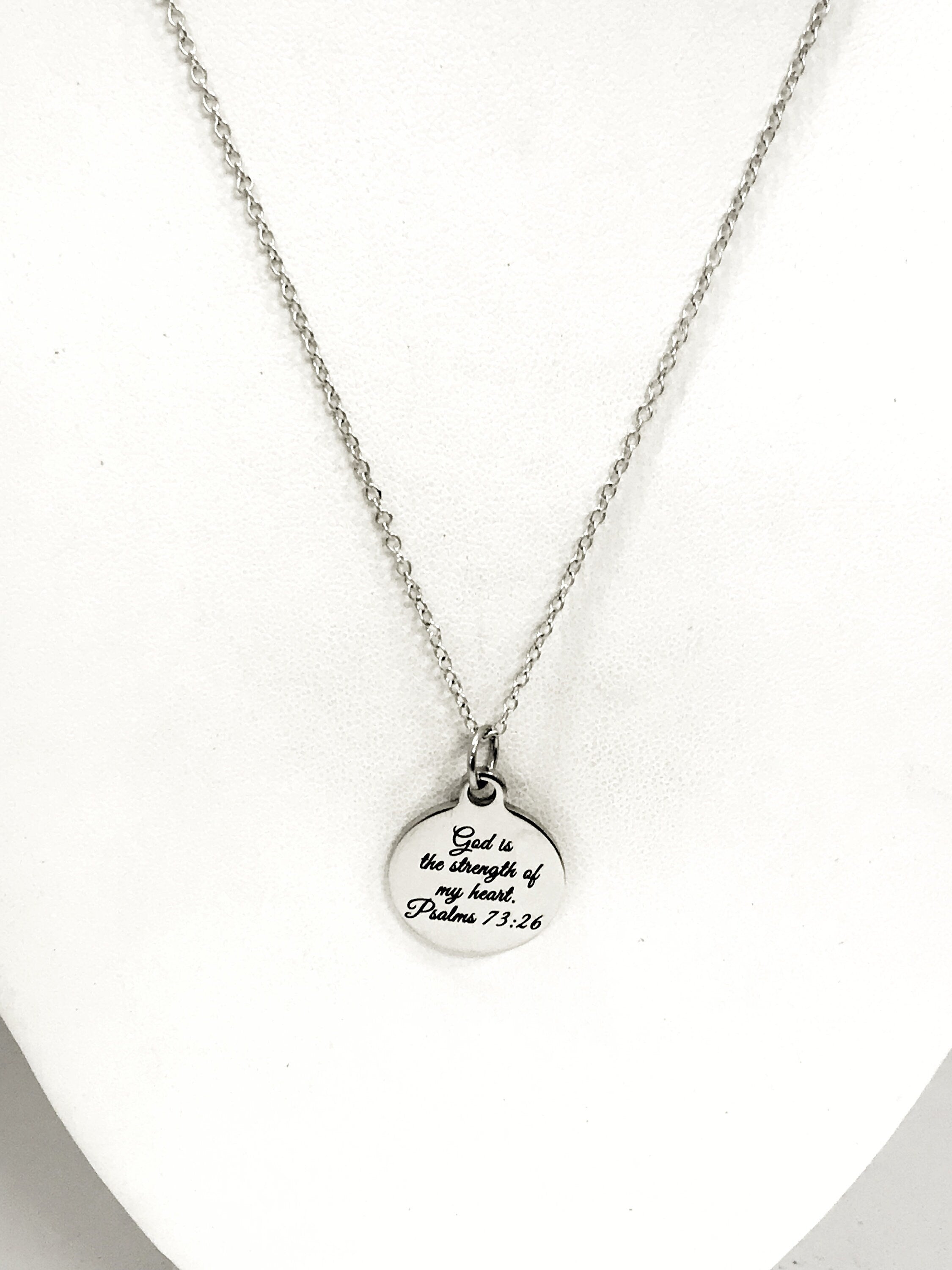 Christian Jewelry, God Is The Strength Of My Heart Necklace, Scripture Jewelry, Christian Gift, Bible Verse Jewelry, Christian Necklace Gift