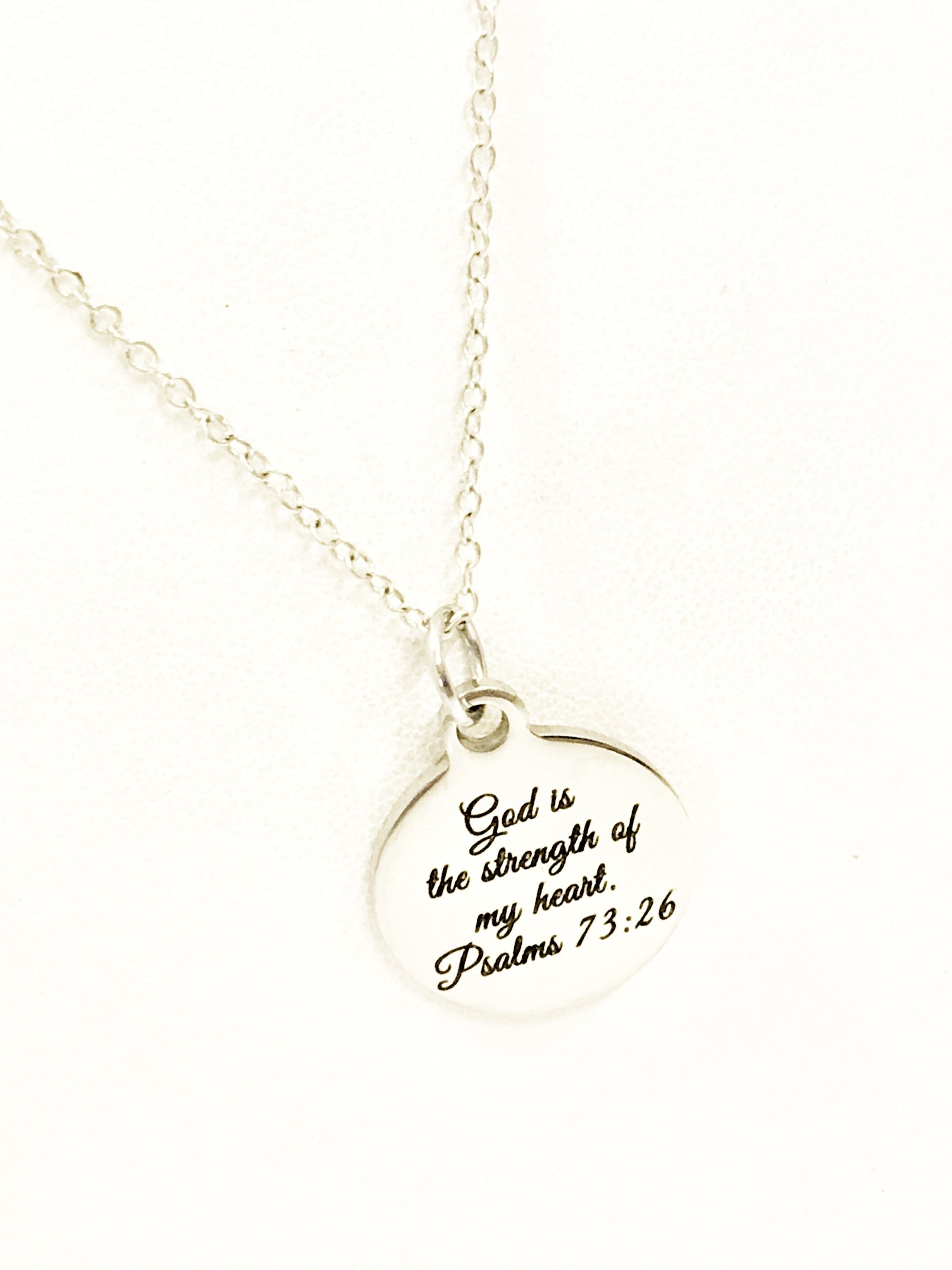 Christian Jewelry, God Is The Strength Of My Heart Necklace, Scripture Jewelry, Christian Gift, Bible Verse Jewelry, Christian Necklace Gift