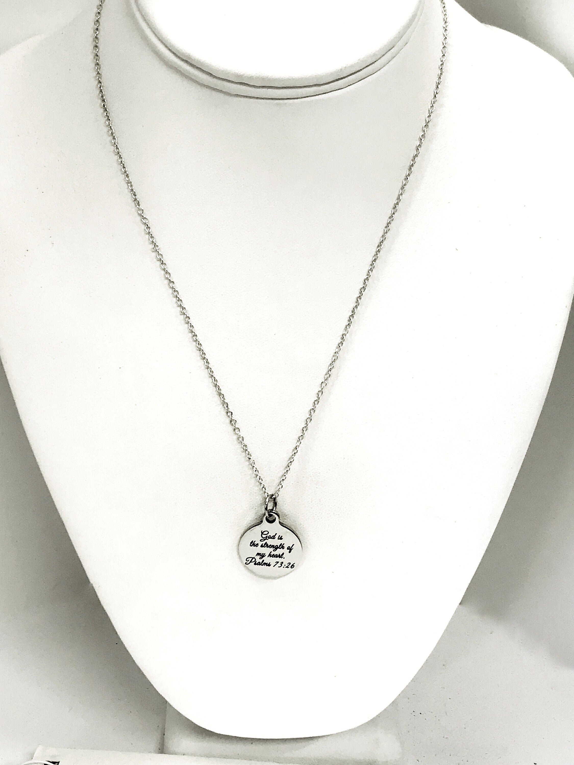 Christian Jewelry, God Is The Strength Of My Heart Necklace, Scripture Jewelry, Christian Gift, Bible Verse Jewelry, Christian Necklace Gift