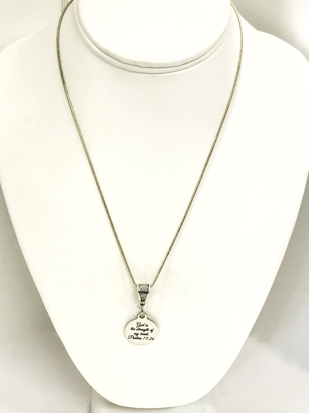 Christian Necklace, God Is The Strength Of My Heart Necklace, Christian Gift, Christian Jewelry, Scripture Necklace, Psalm 73 26 Charm