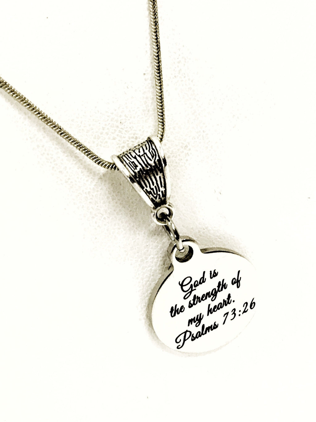 Christian Necklace, God Is The Strength Of My Heart Necklace, Christian Gift, Christian Jewelry, Scripture Necklace, Psalm 73 26 Charm