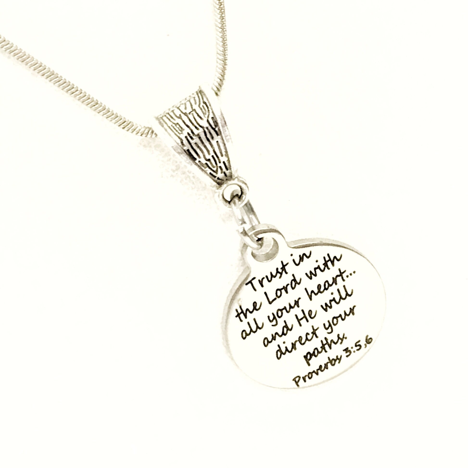 Christian Necklace, Trust In The Lord With All Your Heart Necklace, Christian Gift, Christian Jewelry, Scripture Gift, The Lord Will Direct